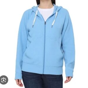 Sierra Designs Blue Zip-Up Hoodie with Drawstrings Textured Sweatshirt Small